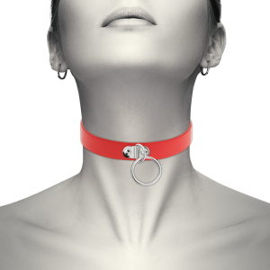 Coquette chic desire - collar cuero vegano rojo accesorio woman fetish