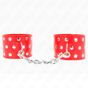 Kink - muÑequeras con cierre a presiÓn lleno de tachuelas ajustable rojo 19-24 cm x 5.5 cm