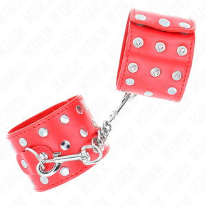 Kink - muÑequeras con cierre a presiÓn lleno de tachuelas ajustable rojo 19-24 cm x 5.5 cm