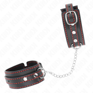 Kink - muÑequeras pequeÑa negro con detalles en rojo ajustable 14-24 cm x 3.5 cm