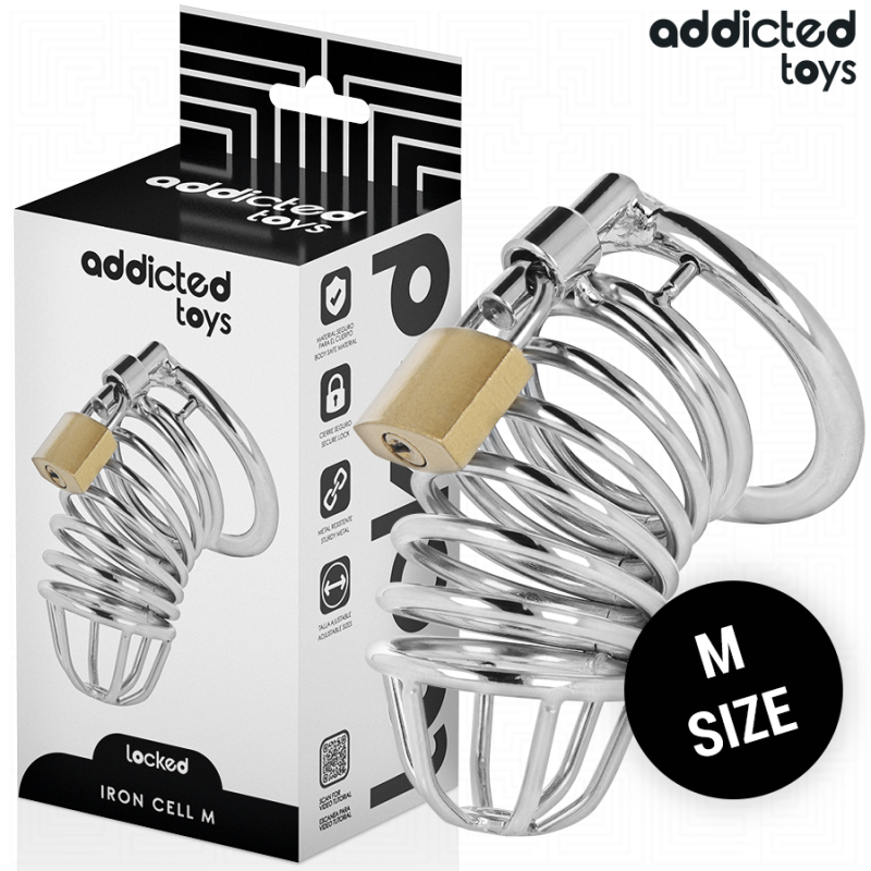 Addicted toys locked - iron cell jaula para pene de metal talla m
