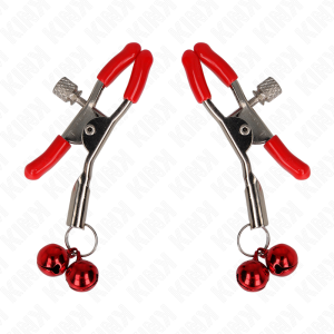 Kink - pinzas para pezones rojas con doble campanilla rojo 6 cm