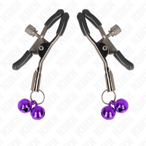 Kink - pinzas para pezones con doble campanilla violeta 6 cm