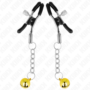 Kink - pinzas para pezones con colgante de cascabel dorado 6 cm