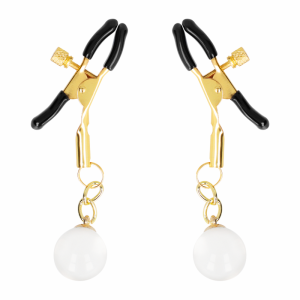Kink - pinzas para pezones doradas con colgante de vidrio 6 cm
