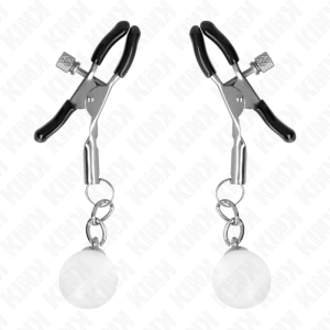 Kink - pinzas para pezones plateadas con colgante de vidrio 6 cm