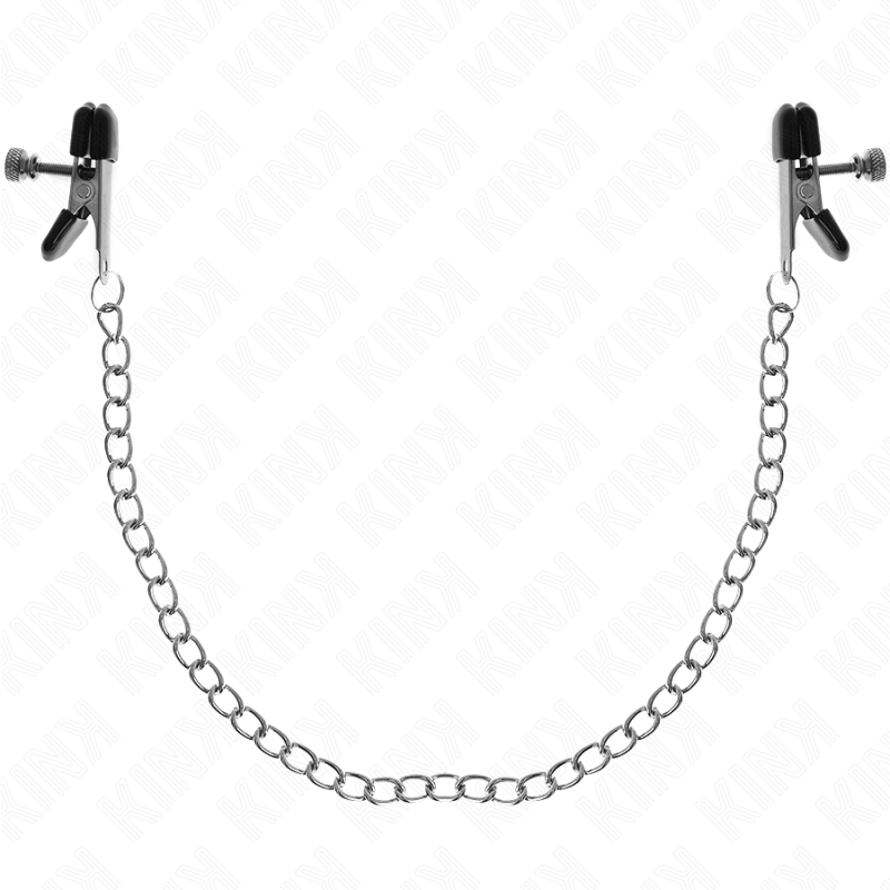Kink - pinzas para pezones planas negro con cadena plateado 34 cm