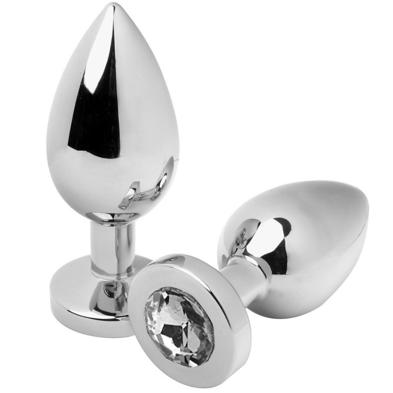 Metal hard - anal plug diamond transparente medium 7.62cm