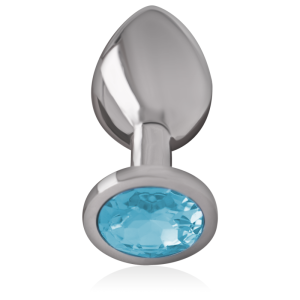 Intense - plug anal metal aluminio con cristal azul talla m
