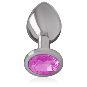 Intense - plug anal metal aluminio con cristal rosa talla s