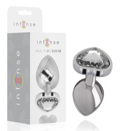 Intense - plug anal metal aluminio corazÓn blanco talla m