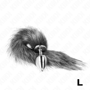 Kink - plug anal talla l 10 x 4 cm con cola sintÉtica 40 cm plateado