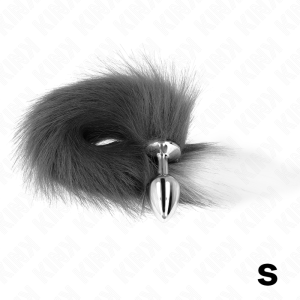 Kink - plug anal talla s 7 x 3 cm con cola sintÉtica 40 cm plateado y blanco