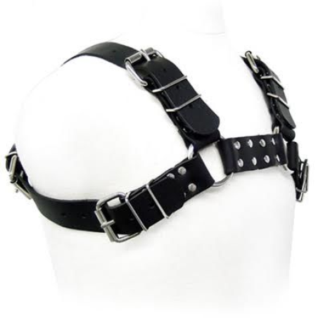 Leather body - black bull dog harness