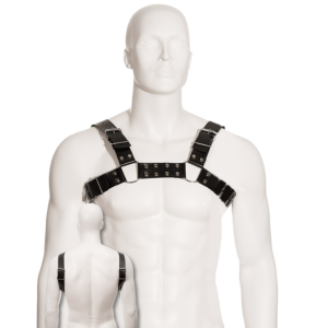 Leather body - black bull dog harness