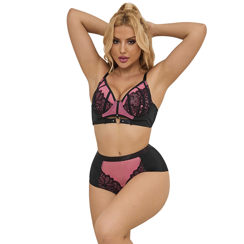 Subblime - 955588 conjunto sujetador con cremallera de malla de charol rosa l/xl