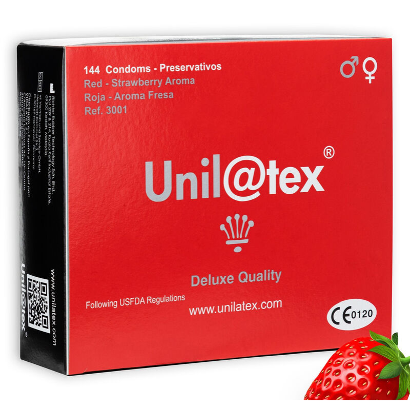 Unilatex - preservativos rojos/fresa 144 uds
