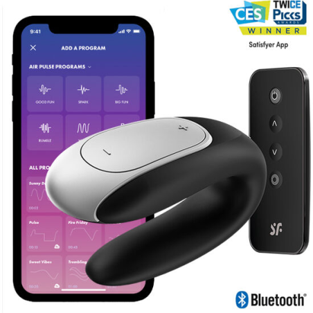 Satisfyer - double fun partner vibrador negro