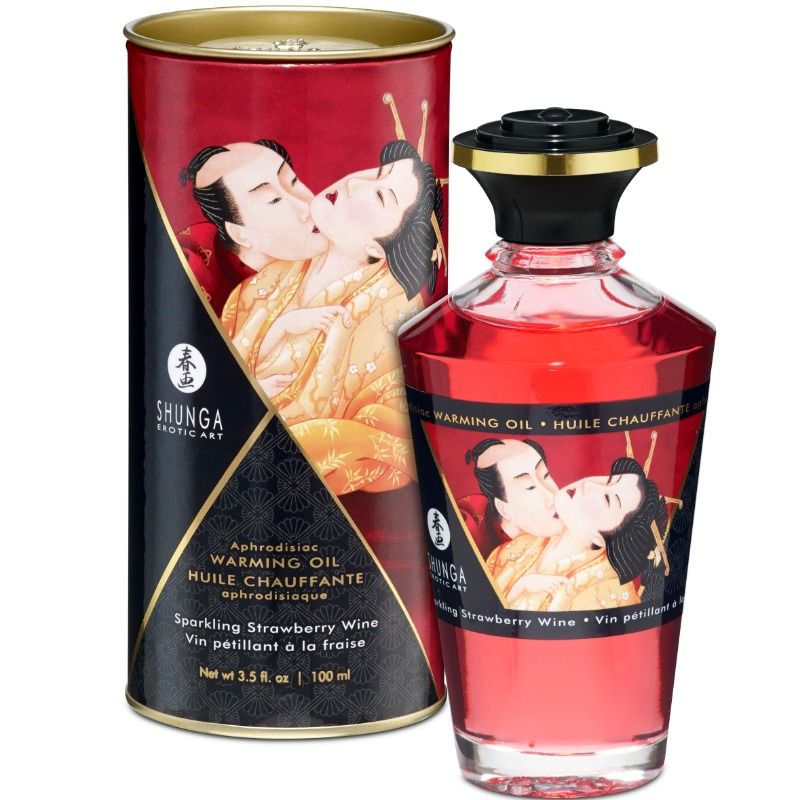 Shunga - aceite masaje efecto calor fresas y cava 100 ml