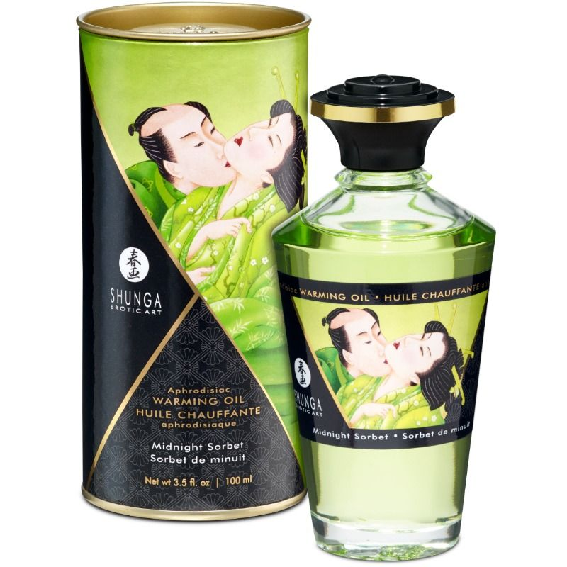 Shunga - aceite masaje efecto calor sabor sorbete de medianoche 100 ml