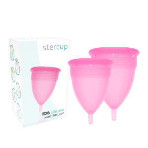 Stercup - pack copa menstrual silicona fda talla s + l rosa