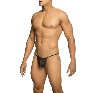 Mob - tanga transparente con forma de t negro talla s/m