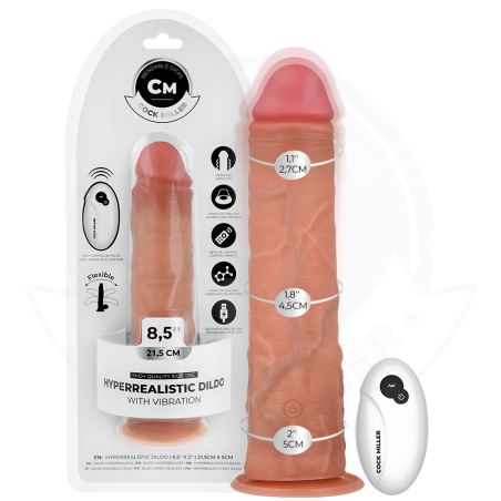 Cock miller - dildo hiperrealÍstico y vibraciÓn con control remoto 21,5 cm