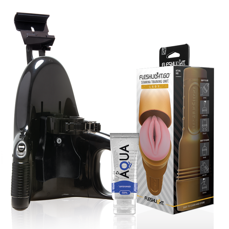 Fleshlight - stamina go training unit lady + universal launch + lubricante aqua quality 50 ml