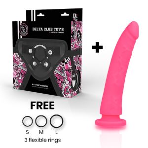 Delta club - toys arnes + dildo rosa silicona medica 17 cm -o- 3 cm
