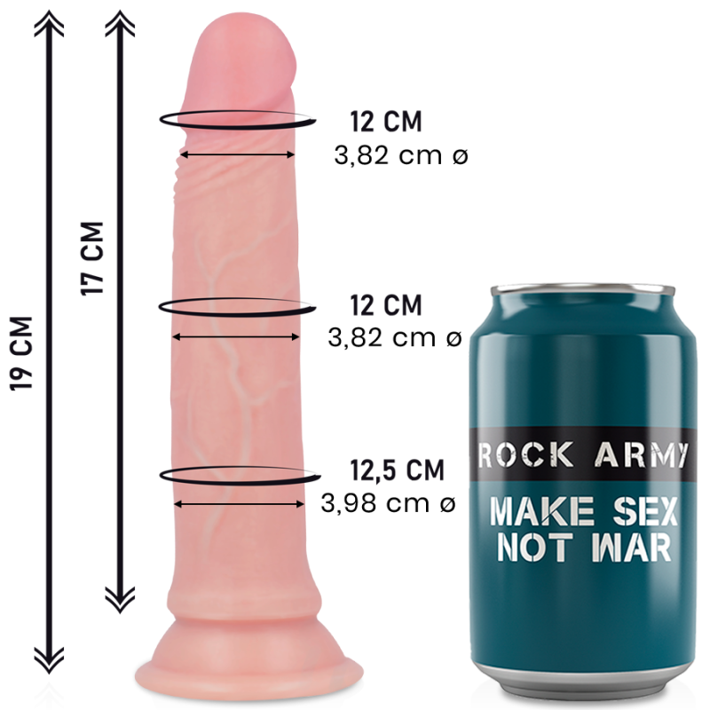 Rockarmy - avenger dildo realÍstico liquid silicone 19 cm -o- 3.98 cm