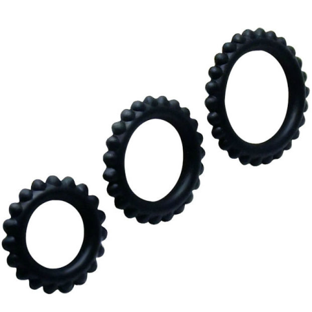 Baile - titan set 3 pcs cock ring black 2.8 + 2.4 + 1.9 cm