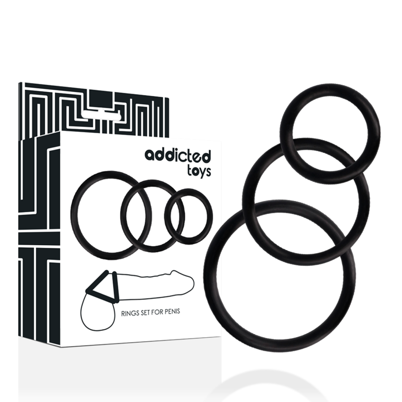 Addicted toys - set anillos pene negro