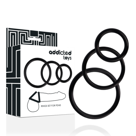 Addicted toys - set anillos pene negro