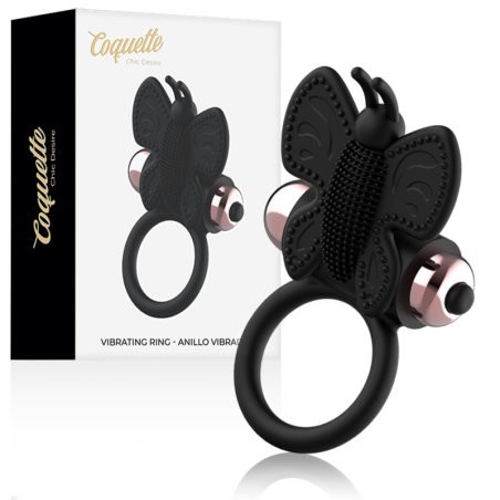 Coquette chic desire - cock ring butterfly anillo vibrador negro / gold