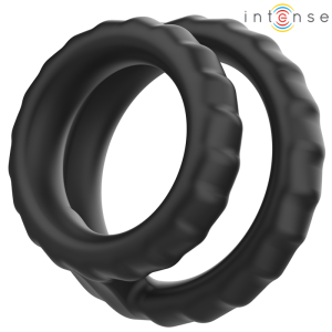 Intense - dewey anillo doble para pene silicona negro modelo 2