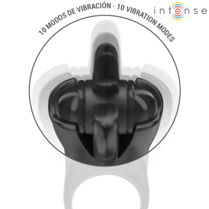 Intense - mabel anillo vibrador 10 vibraciones con estimulador de clÍtoris negro