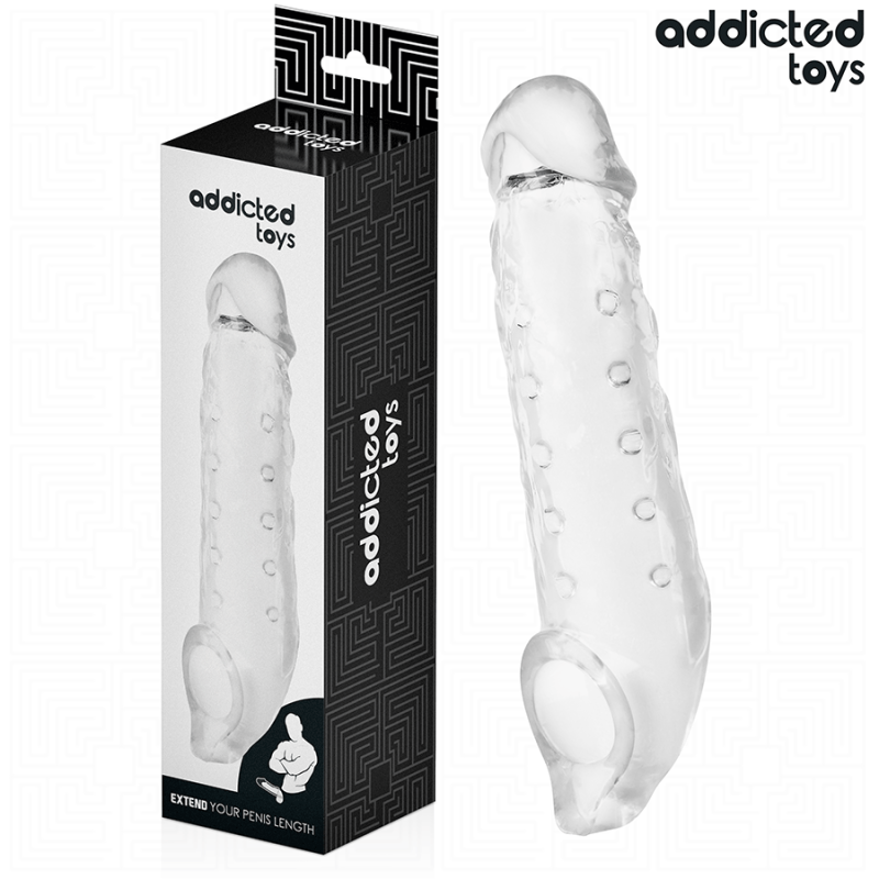 Addicted toys - fundas para el pene transparente talla m 27 cm
