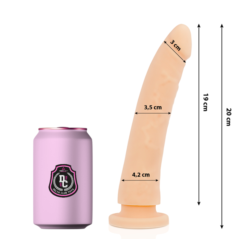 Delta club - dildo realista natural silicona medica 20 cm -o- 4 cm