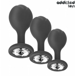 Addicted toys - set de 3 plug silicona anal con joya