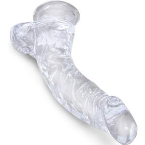 King cock - clear pene realÍstico curvado con testÍculos 16.5 cm transparente