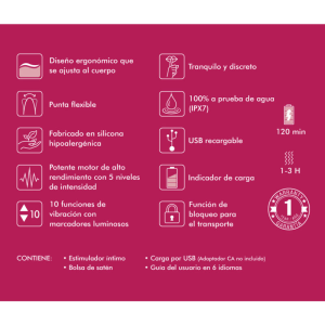 Shunga - expositor 6 masajeadores intimos fucsia