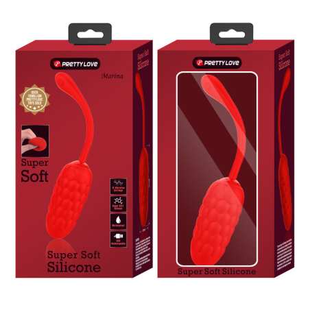 Pretty love - huevo vibrador con textura marina recargable rojo