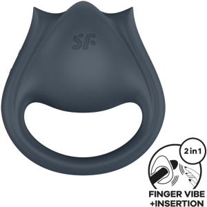 Satisfyer - perfect pair 2 multivibrador 2 en 1 anillo para pene & estimulador de dedo gris