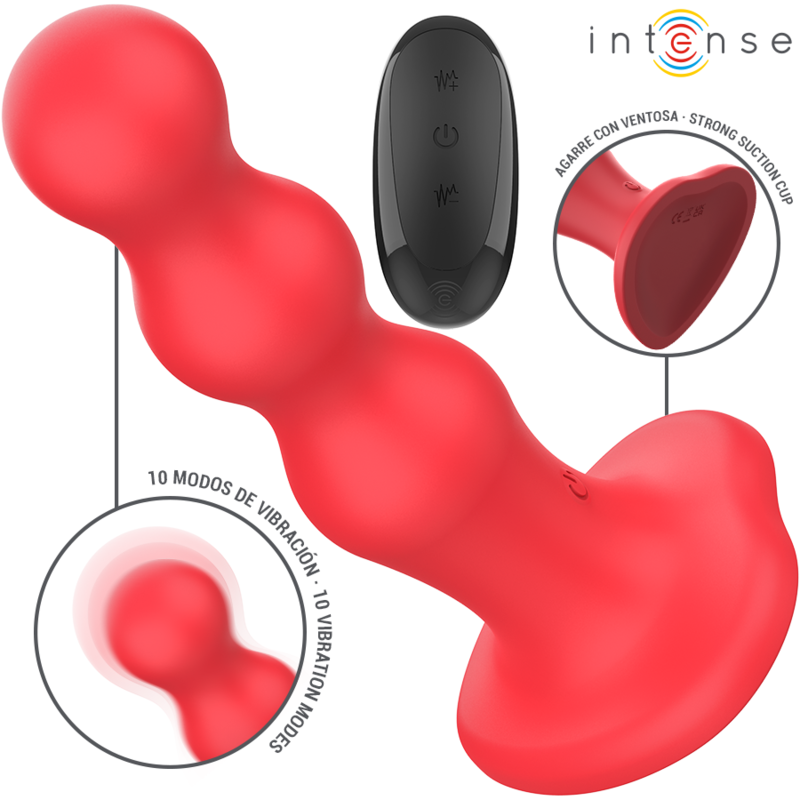 Intense - cody vibrador con ventosa rojo control remoto