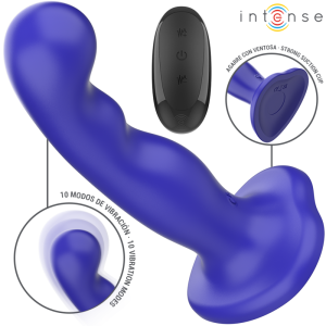 Intense - shorty vibrador con ventosa azul control remoto