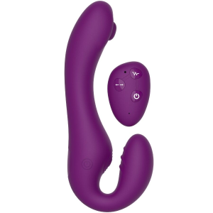 Xocoon - strapless strap-on vibrador 2 en 1 con control remoto morado
