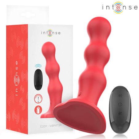 Intense - cody vibrador con ventosa rojo control remoto