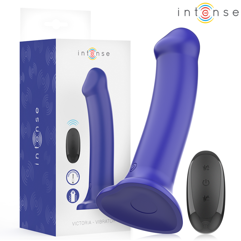Intense - victoria vibrador con ventosa 10 vibraciones azul oscuro control remoto