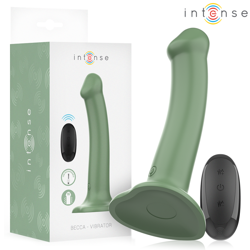 Intense - becca vibrador con ventosa 10 vibraciones verde control remoto